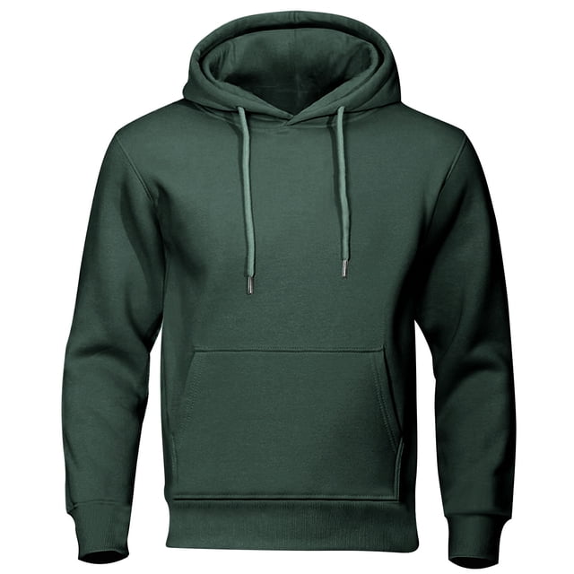 Jalioing Casual Hoodies for Men Long Sleeve Solid Color Hooded Athletic Sweatshirts Basic Drawstring Pullover with Pocket
