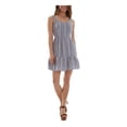 thumbnail image 3 of BCX DRESS Womens Light Blue Stretch Cut Out Tie Ruffled-hem Striped Sleeveless Sweetheart Neckline Short Fit + Flare Dress L, 3 of 4