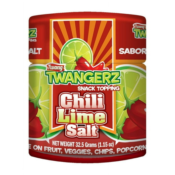 Twang Twangerz Flavored Salt KEF28 Snack Topping - Lime, Lemon Lime, Chili Lime & Dill Pickle (Chili Lime, 4 Pack)