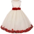thumbnail image 1 of Big Girls' Elegant Satin Ribbon Sash Petals Flowers Girls Dresses Ivory Red 8, 1 of 2