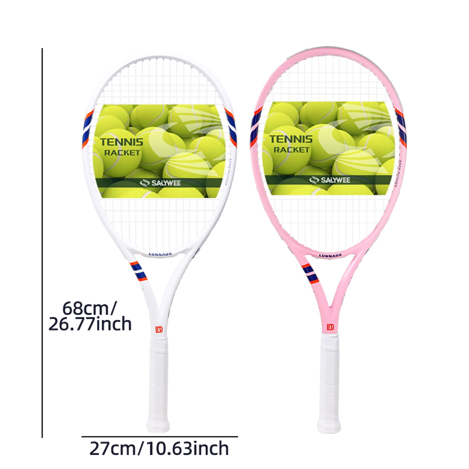 SALYWEE POWER 100 Adult Tennis Racket - Carbon Fiber Composite, 16×19 Strung Pattern, Simple & Elegant Design, Free Bag Included