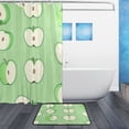 thumbnail image 2 of Bath Curtain & Non-Slip Bath Mat Set 12-Grommet Shower Curtain Memory Foam Bath Rug Green Apple, 2 of 8