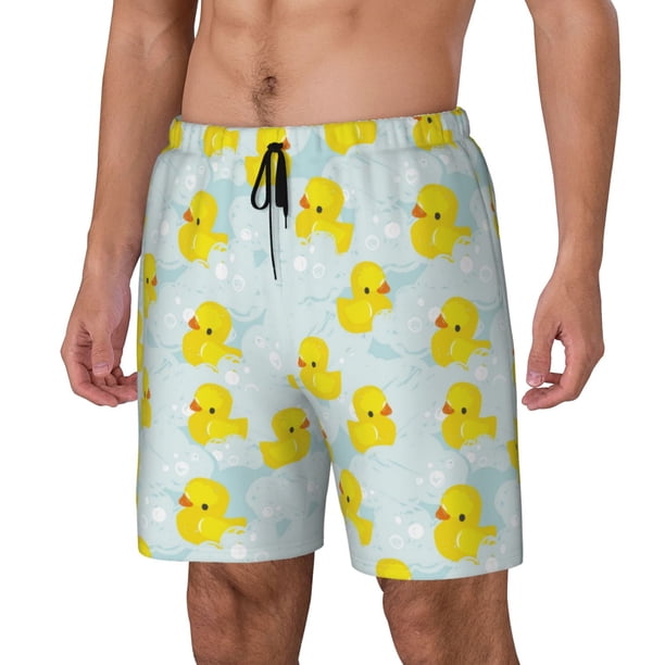 Balery cute rubber duck Bañador para hombre, shorts de playa de secado rápido con entrepierna y forro de compresión-Medium