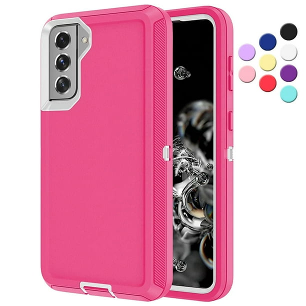 Entronix Funda Resistente para Galaxy S21, Triple Capa, Resistente a Golpes y Anticaídas, Color Rosa