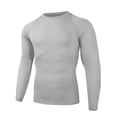thumbnail image 4 of Men's Compression Long Sleeve Shirt Crewneck Slim Fit Gym Workout Base Layer Top with Colorblock Detail, 4 of 8