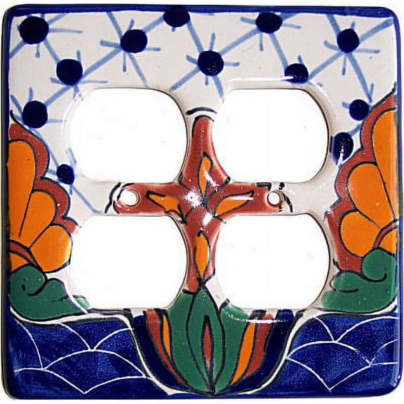 Turtle Talavera Double Outlet Switch Plate