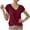 Wine, variant on fatyb Women's Casual Shirts Twist Front V-Neck Short Sleeve Tshirts Solid Color Loose Fashion Blouses
