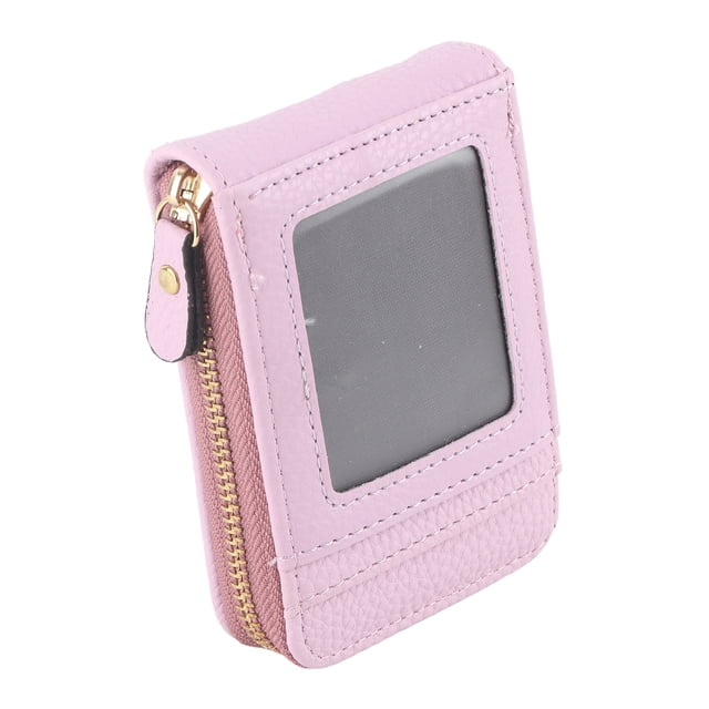 Mini cartera portátil antimagnética con cremallera para tarjetas de crédito, moderna, color morado claro