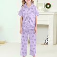 thumbnail image 4 of RTKFRFLM Loungewear For Girls Button Down Loungewear Set Casual Print Home Wear 3 Piece Set Oufits Loungewear Cute Outfit Oufits Loungewear,Size 4 Years-5 Years, 4 of 5