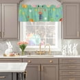 thumbnail image 5 of Valance Curtains for Kitchen Windows Watercolor Easter Egg Rabbit on Green Rod Pocket Valance Spring Flower Short Window Curtain Topper for Bedroom Living Room Bathroom 54x18in,1&nbsp;Panel, 5 of 9