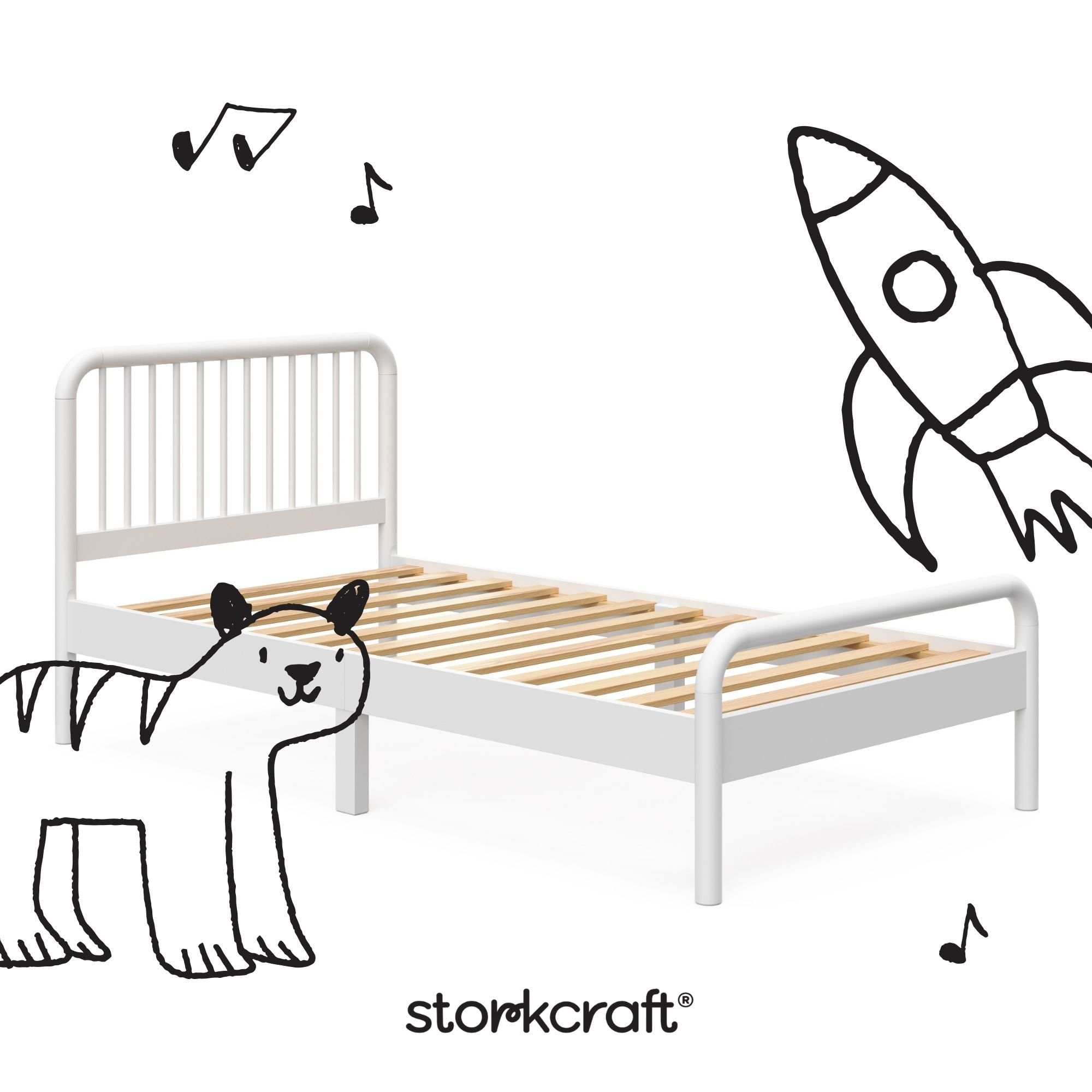 Storkcraft Next Porto Kids Twin Bed, White