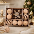 thumbnail image 7 of Dreisshy Christmas Balls Ornaments for Christmas Tree 10Pcs, Flocked Christmas Bulb Ornaments Set - Decorative Hanging Baubles, Shatterproof Christmas Decorations, Khaki, 7 of 7
