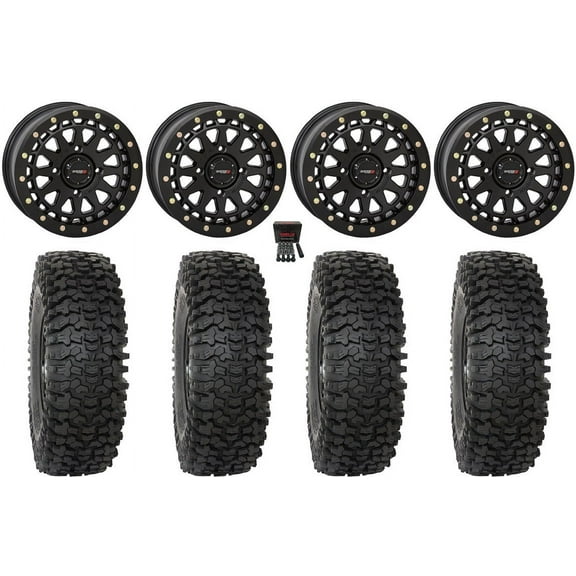 System 3 SB-6 15" Wheels Black (4 3) 33" RC500 Tires Polaris RZR XP 1000 / PRO XP / Ranger XP 900/1000