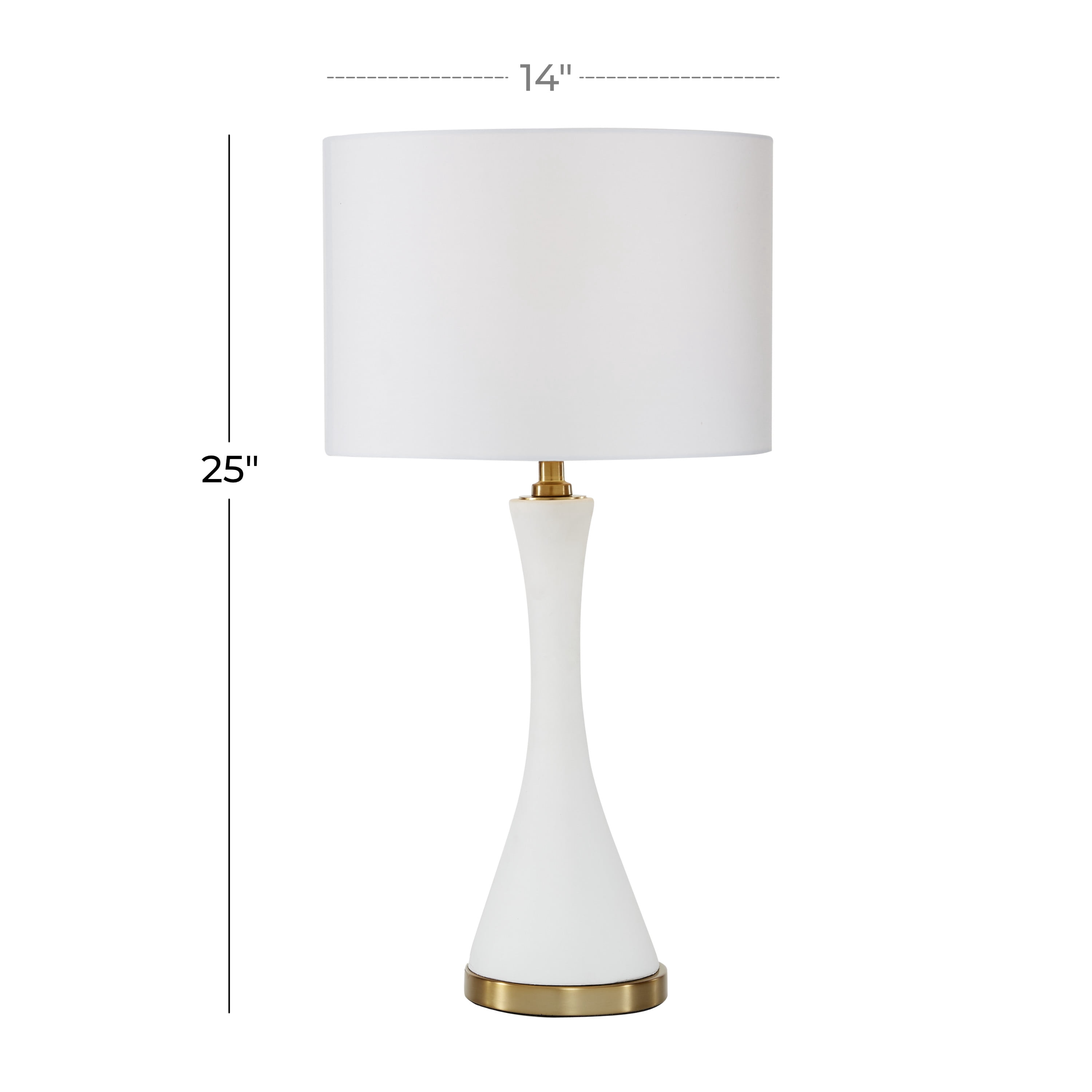 CosmoLiving by Cosmopolitan White Ceramic Room Table Lamp, 14" x 13" x 25"