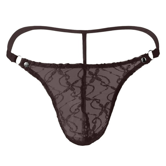 Clearance 2024!Underwear Bikini Men's Lace Mesh Pouch Thong T-back Lingerie Panty Brief Panties