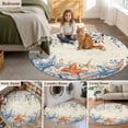 thumbnail image 5 of Blue Coastal Round Area Rug 3.3Ft Washable Circle Rugs for Dining Room Table, Summer Beach Starfish Weeping Eucalyptus Retro Non-Slip Carpet Floor Mats Indoor Outdoor Carpet Runner Home Decor, 5 of 8