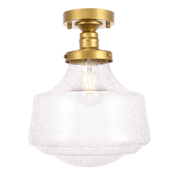 Modern Home Decor Bright Lyle 1 Light Brass And Clear Seeded Glass Flush Mount