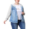 thumbnail image 4 of MODA NOVA Juniors Plus Size Layered Drawstring Hood Denim Jacket Sky Blue 3X, 4 of 6