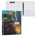 thumbnail image 3 of WOBOGO The Cyberpunk Cat File Folders Extra Large Capacity to Hold 200 Sheets of Documents Hard Shell Ring Binder for School Home Office, 3 of 10