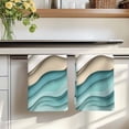 thumbnail image 7 of Teal Brown Ombre Kitchen Towels Set of 1, Modern Abstract Moire Art Geometric Absorbent Dish Towels for Kitchen, Microfiber Hand Towel, Quick Drying Tea Towel for Cleaning Decorative Dishcloths, 7 of 7