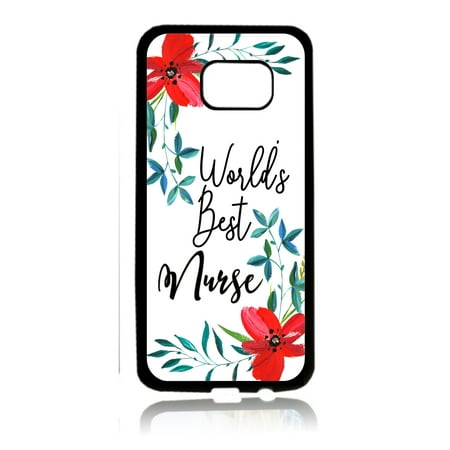 World's Best Nurse Appreciation Gift Floral Case Black Rubber Thin Case Cover for the Samsung Galaxy s7 - Samsung Galaxys7 Accessories - s7 Phone