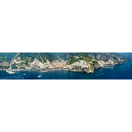 Aerial view of towns Amalfi Atrani Amalfi Coast Salerno Campania Italy Poster