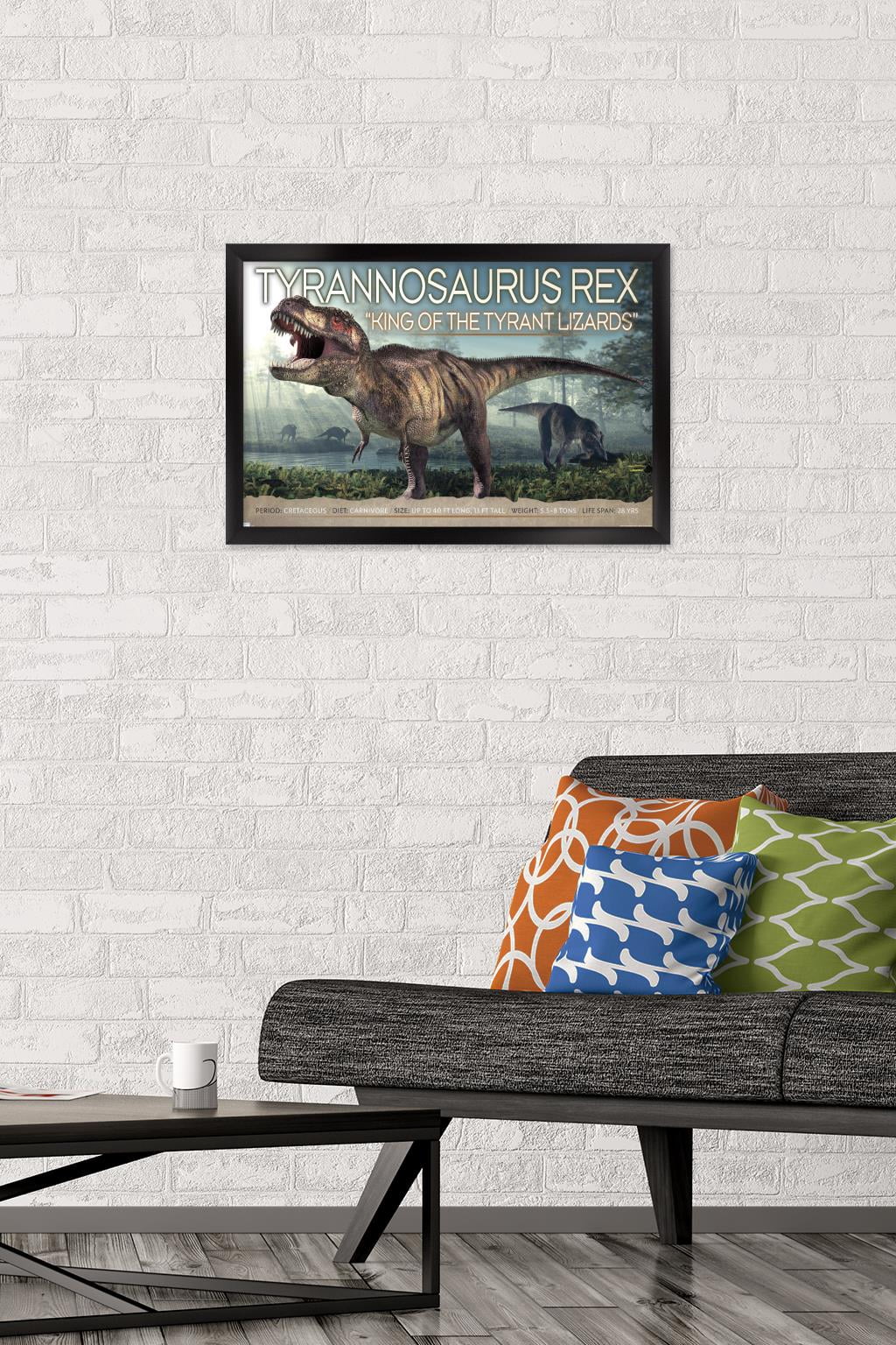 Dinosaurs - T-Rex Wall Poster, 14.725" x 22.375" Framed