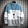thumbnail image 5 of Suéteres de punto para hombre, jersey de manga larga con colores contrastantes, jerséis gruesos de estilo coreano para hombre, prendas de punto para otoño e invierno, 5 of 5