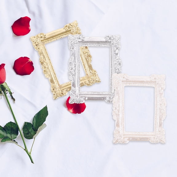 Luxshiny ornament craft Miniature Photo Frames Silver 9Pcs for Decorative Items