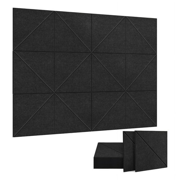 12 Pack Acoustic Panels, 12 X 12Inch Decorative Soundproofing Panels, Wall and Ceiling Acoustical Panels Black