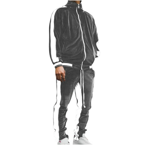 Bigersell Women's Loose Boyfriend Pants Full Length Pants Men's Sports Color Casual Velvet Casual Men's Two-piece Jacket Trousers Ladies' Low Pro Pants