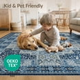 thumbnail image 4 of ODIKA 2'x3' Washable Doormat Farmhouse Abstract Geometric Bordered Mosaic Contemporary Navy for Entryway, Kitchen, Laundry Room, Non-Slip, Low Pile, 4 of 7