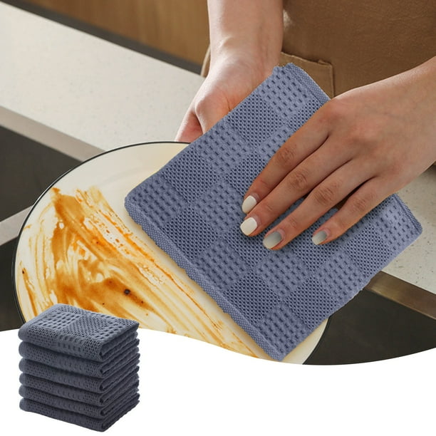 Paños de cocina (6 unidades), paños de limpieza para cocinas comerciales, 34 x 34 cm, 100 % algodón, multiusos para platos y superficies de vidrio (gris).