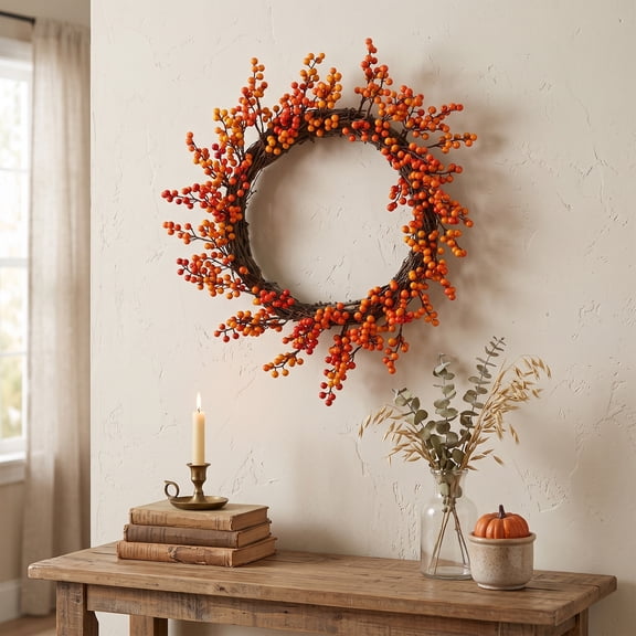 Northlight Artificial Berry Fall Harvest Twig Wreath - 18"