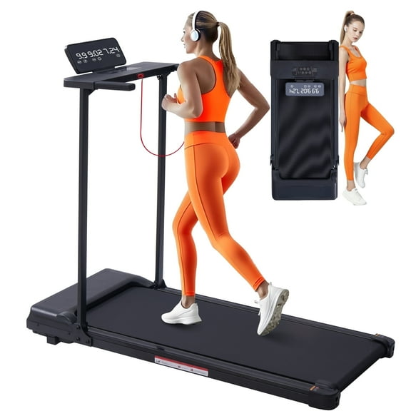 HevGlrm Walking Pad Treadmill for Home Workouts, 3.5HP Compact Folding Under Desk Treadmill,Portable Foldable Treadmills with Handles,LED Display 400lbs