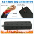 thumbnail image 5 of 9.8ft Power Strip Surge Protector with 14 AC Outlets and 4 USB Ports for Home Office Dorm Essential, 1875W/15A Flat Plug Desktop Charging Station w/ Wall Mountable, Overload Protection, Black, 5 of 9