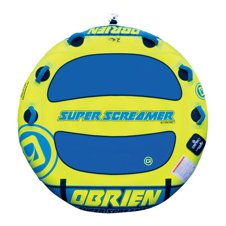 OBrien Watersports Super Screamer Inflatable Padded Towable Water Tube for Boating, 1-3 Riders, Yellow