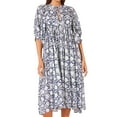 thumbnail image 1 of Gupgi Robe Bohème Ample pour Femmes Florale Col en V Manches Courtes Bouffantes Robe Midi Fluide, 1 of 9