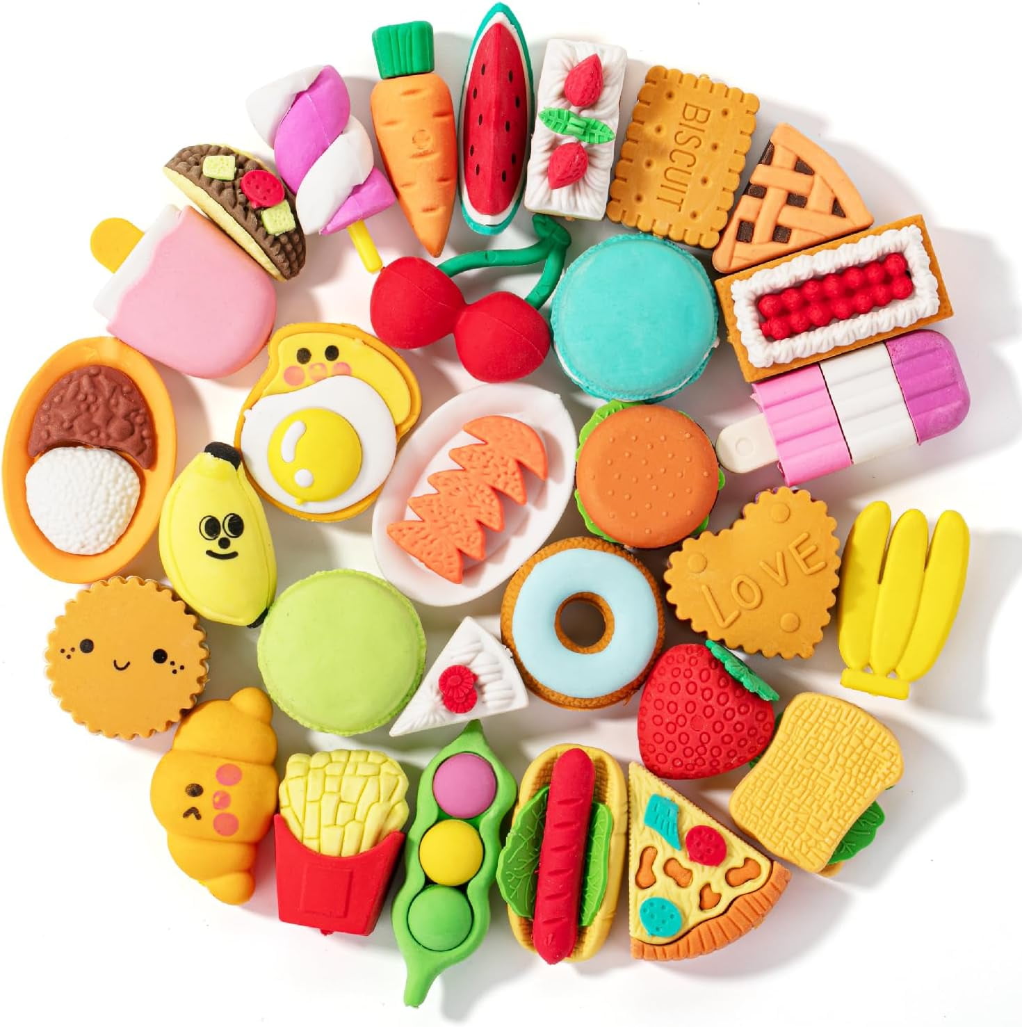 Mr. Pen- Food Erasers, 30Pcs, Take Apart Erasers, Fun Erasers for Kids