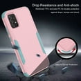 thumbnail image 6 of Feishell for Samsung Galaxy A52 5G Durable Rugged Case, [Three Layers Protection] [Military Grade Drop Protection] Heavy Duty Shockproof Anti-Scratch Support Wireless Charging Phone Case, Pink+Green, 6 of 6