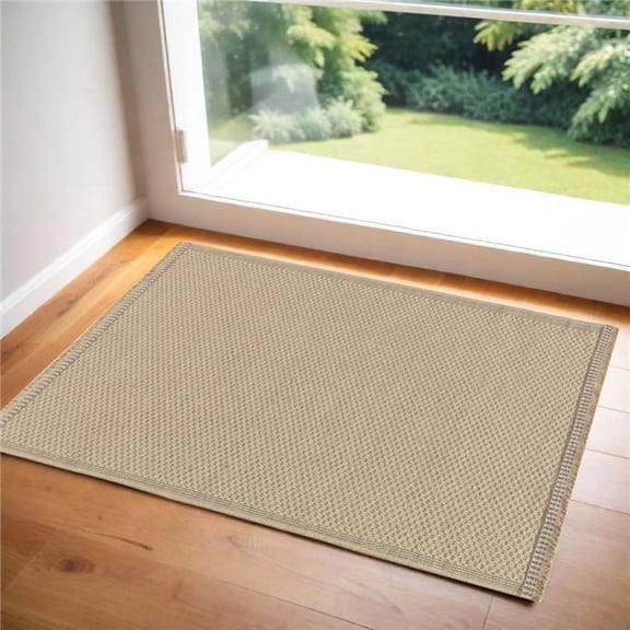 HomeRoots 556243 2 x 4 ft. Flat Weave Non Skid Rectangle Area Rug with Fringe - Natural