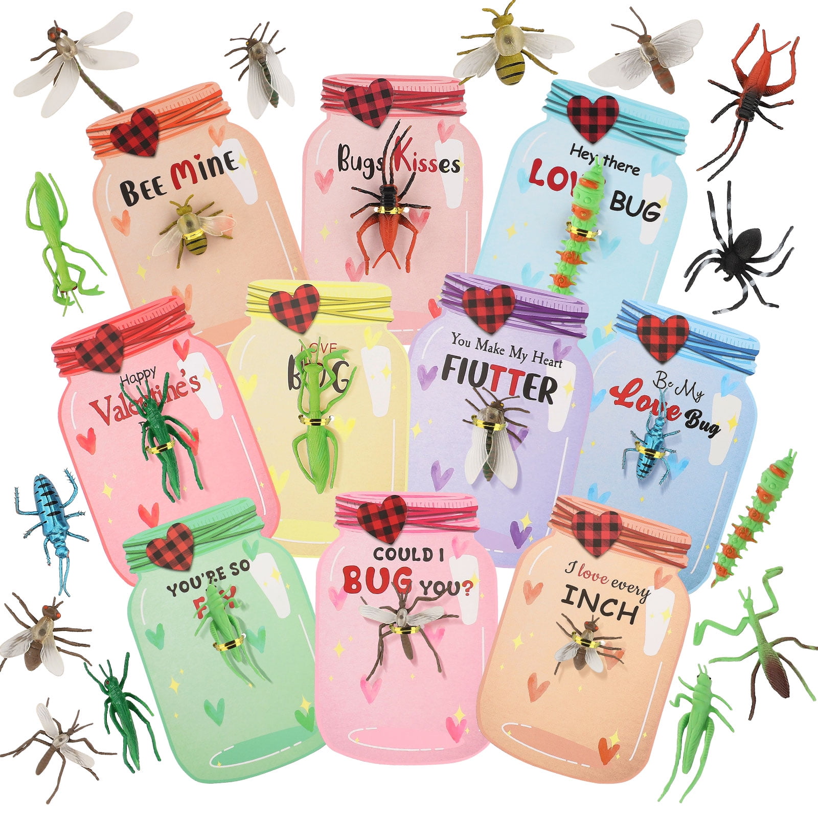  Valentines Day Gifts for Kids - 30 Pack Love Bug Card Bulk 6  Different Bugs Toy - Funny Greeting Valentine Exchange Cards for Boys Girls  School Class Classroom Party Favors : Toys & Games