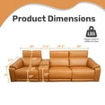thumbnail image 4 of Power Recliner Sofa Set, 3-Seat Reclining Sectional Sofa with Charging Station, Breathable Leather Couches with Storage Console and Cup Holders, Brown, 4 of 7