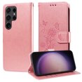 thumbnail image 2 of Designed for Samsung Galaxy S25 Ultra Case Wallet,Women Flip Folio Cover with Butterfly & Flower Embossed PU Leather Stand Credit Card Holders Slots Wrist Strap Shockproof Phone Case,Pink, 2 of 9