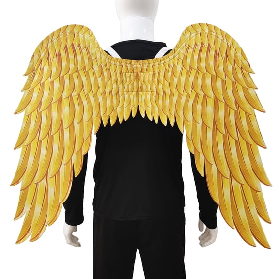 Mardi Gras Angel Wings Costume Halloween Party Cosplay Accessories Gold Feather Wing for Men Women