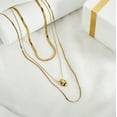 thumbnail image 3 of JeenMata Multiple 3 pcs Sleek Minimalist Pendant and Layered Chain Set in Yellow Gold Plated, 3 of 6