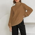 thumbnail image 2 of Breezora Thermal Lined Mock Neck Pullover Womens Winter Warmth Long Sleeve Casual Crew Sweatshirt Loungewear L Size Coffee, 2 of 5