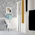 thumbnail image 4 of Abstract Modern Shower Curtain for Bathroom, Cute Geometric Minimalist Black and White Fabric Shower Curtains Set, Retro Beige Yellow Tan Mid Century Restroom Decor Accessories with Hooks 72X 78 Inche, 4 of 7