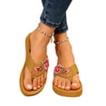 thumbnail image 4 of Sandals For Women,Women's Summer Embroidered Flip Flop Sandals Thick Sole Beach Thong Slippers,Light Brown,41, 4 of 6