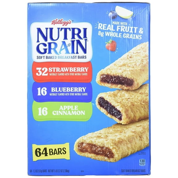 Kelloggs Nutri-Grain Soft Baked Breakfast Bar Variety Pack 1.3 Ounce 64 Count